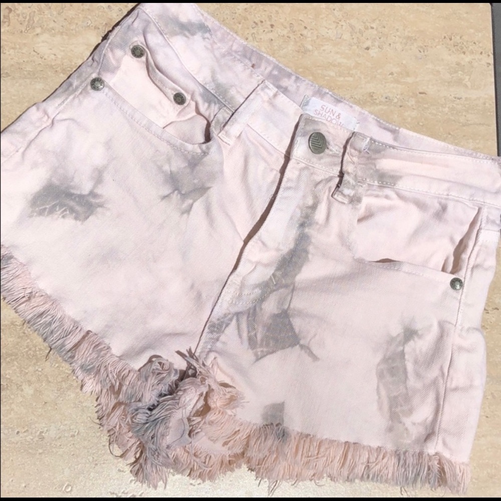 SUN & SHADOW Pink Tie-dye High-Rise Shorts Sz 0